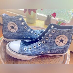 Converse All Star Variegated Blues Shiny High Top Sneakers 8.5 Women’s